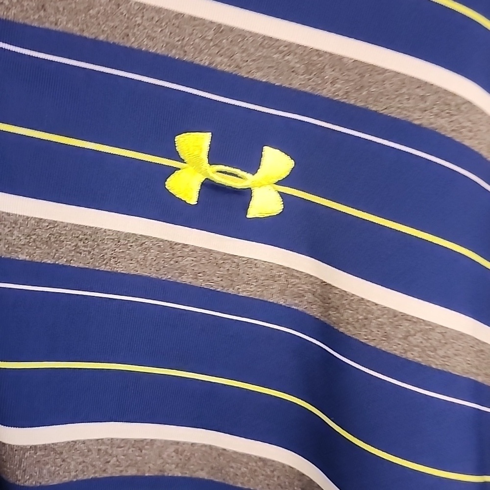 Under Armour Blue and White Striped Polo Shirt - Picture 2 of 9